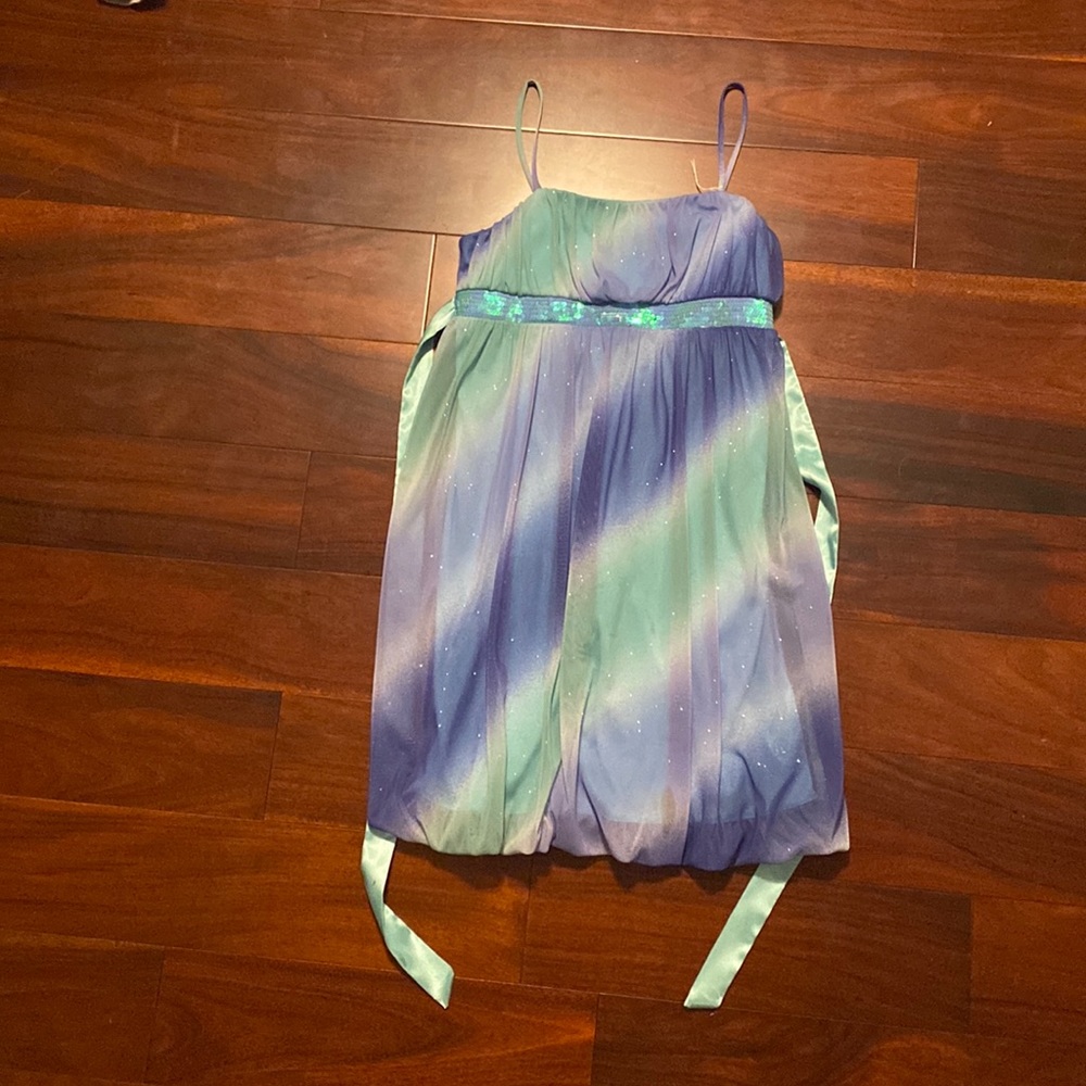 Sparkly blue green and purple sundress